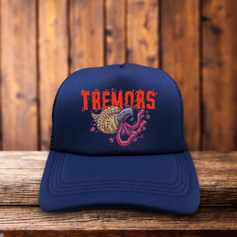 Tremors 90s Horror Movie Unisex Trucker Hat Blue Snapback Cult Classic Ball Cap